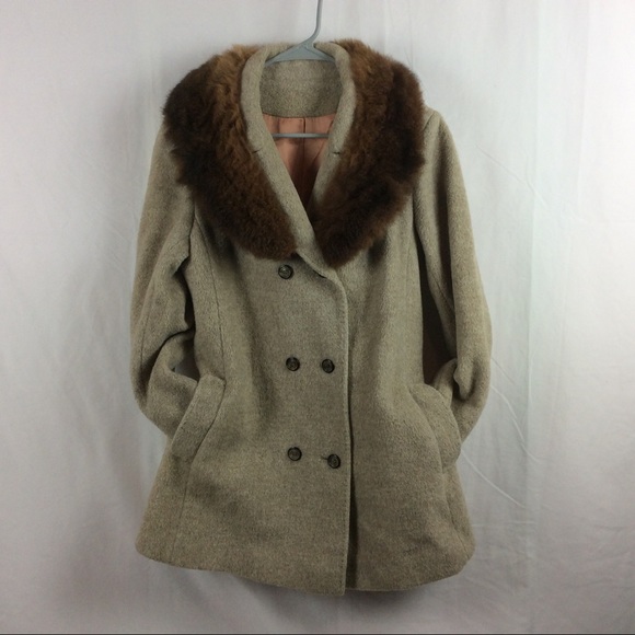 Vintage faux fur collar wool coat - Picture 1 of 7